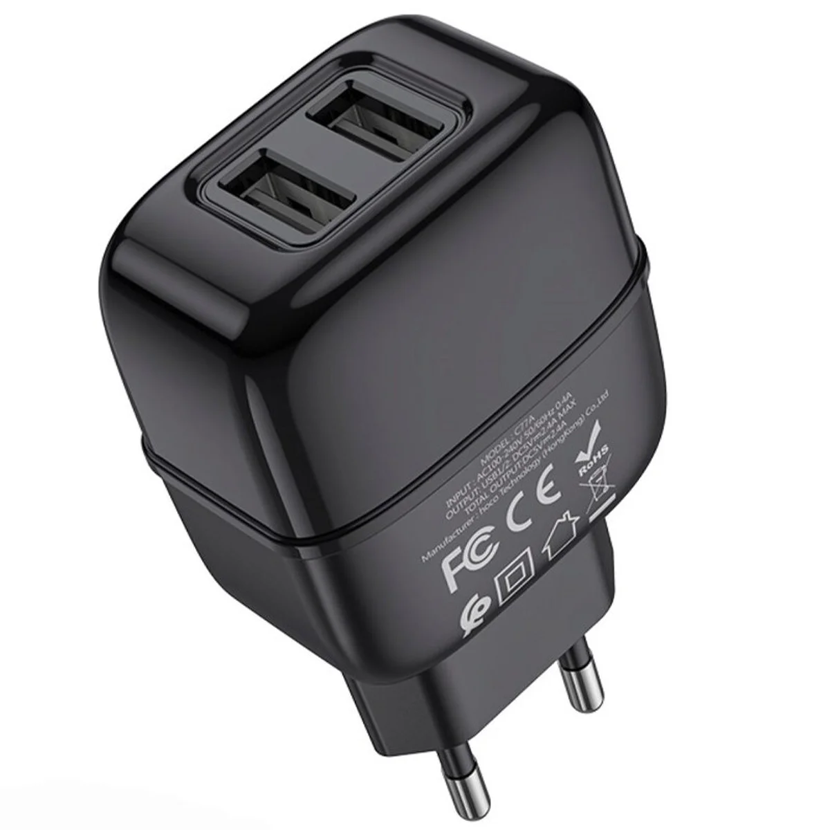 СЗУ HOCO C73A (2USB / 2.4A) + microUSB Чорний