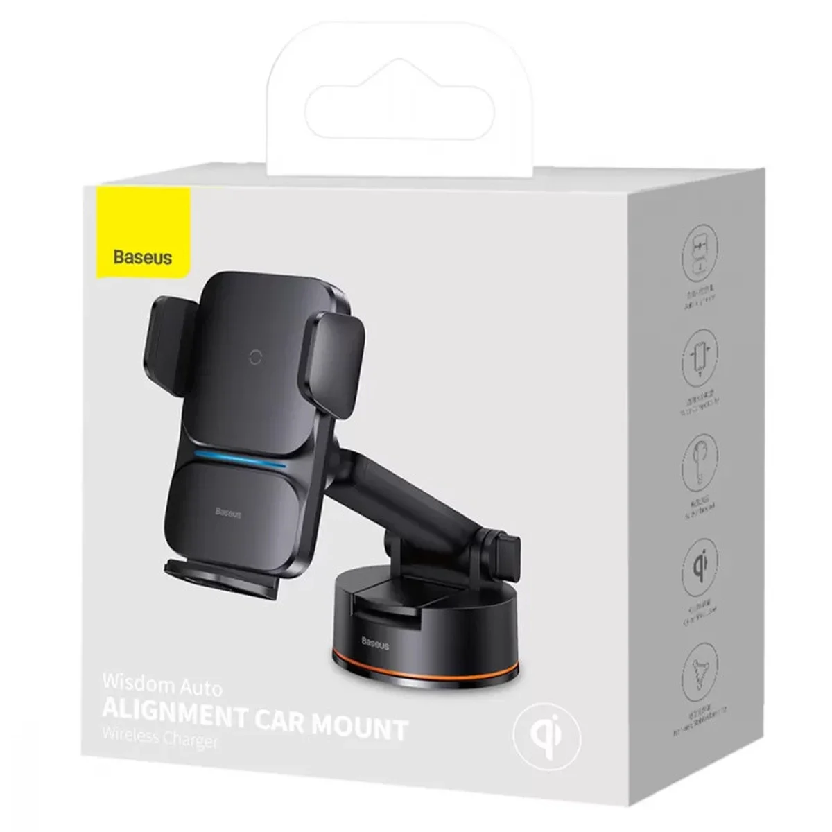 Автодержатель с БЗУ Baseus Wisdom Auto Alignment (QI 15W) (Suction base) (CGZX000101) Black