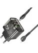 СЗУ Hoco N34 Dazzling PD20W+QC3.0 + Type-C to Lightning Transparent black