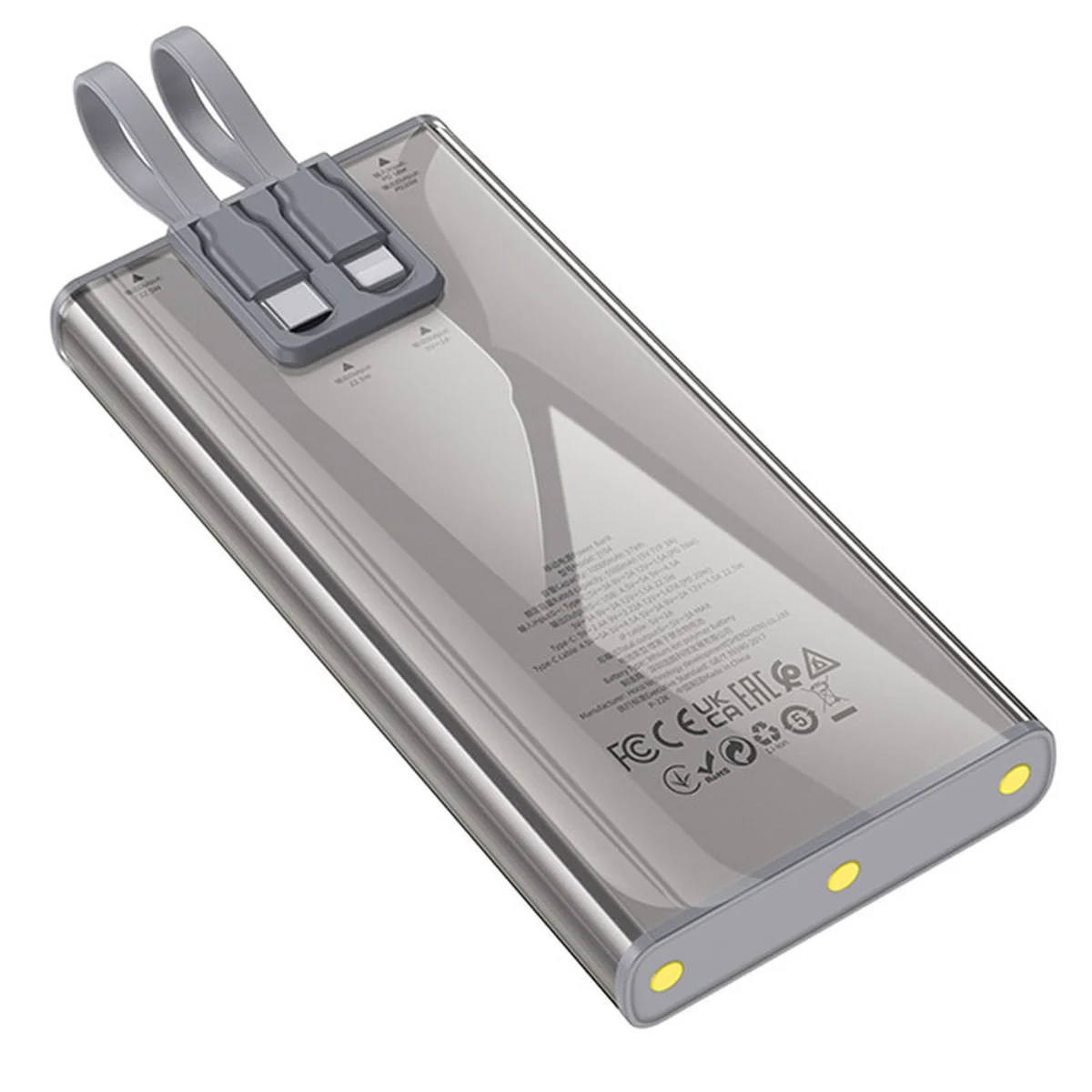 Портативное зарядное устройство Power Bank Hoco J104 Discovery Edition 22.5W with cable 10000 mAh Gray