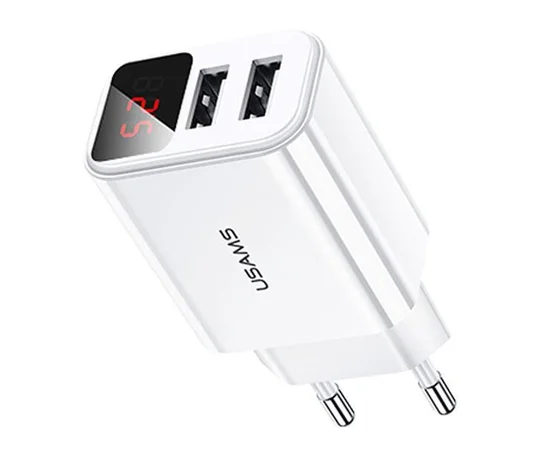 СЗУ USAMS US-CC073 T17 с дисплеем (2USB) Белый