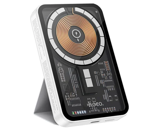 Портативное зарядное устройство Power Bank Hoco Q10 Transparent PD20W с БЗУ 5000 mAh White