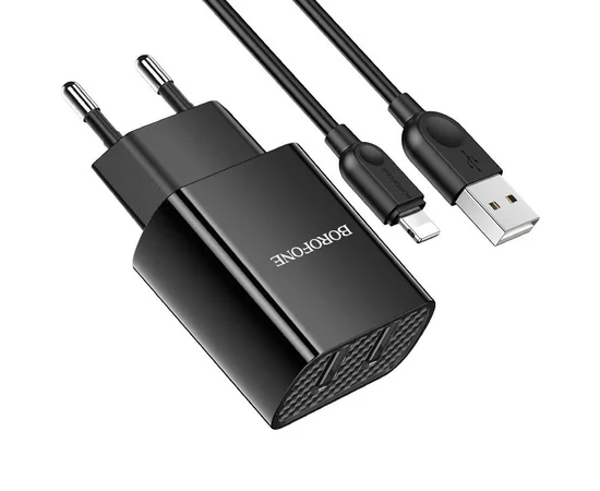 СЗУ Borofone BA53A Powerway (2USB/2.1A) + Lightning Черный
