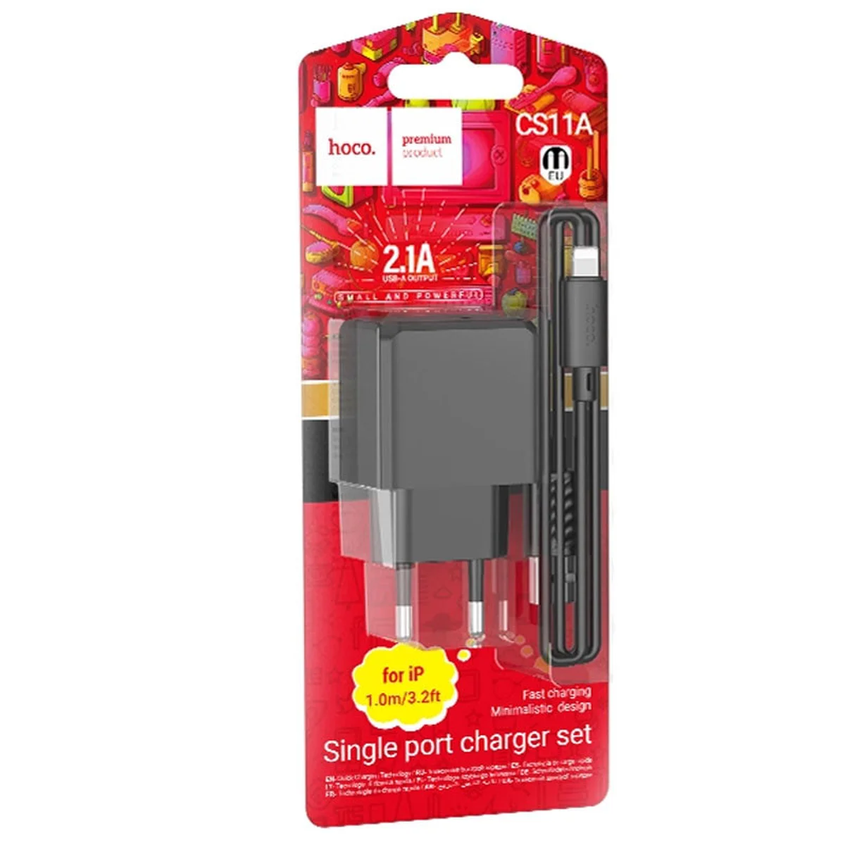 СЗУ HOCO CS11A (1USB) + Lightning Black