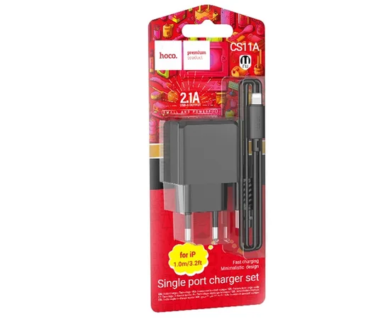 СЗУ HOCO CS11A (1USB) + Lightning Black
