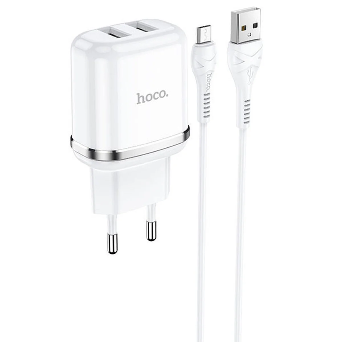СЗУ Hoco N4 (2USB/2.4A) + MicroUSB Белый