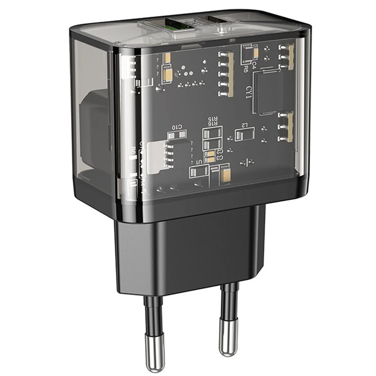 СЗУ Hoco N34 Dazzling PD20W+QC3.0 Transparent black