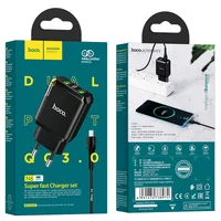 СЗУ HOCO N6 QC3.0 (2USB/3A) + USB - MicroUSB Чорний