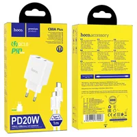 СЗУ HOCO C80A Plus Rapido PD20W+QC3.0 (1Type-C/1USB) + Type-C to Type-C White