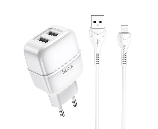 СЗУ Hoco C77A (2USB/2.4A) + Lightning Белый