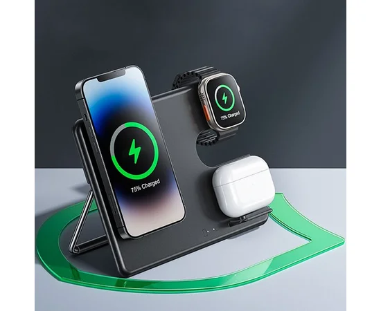 БЗУ Hoco CQ1 Geek folding 3-in-1 (for iWatch) Black