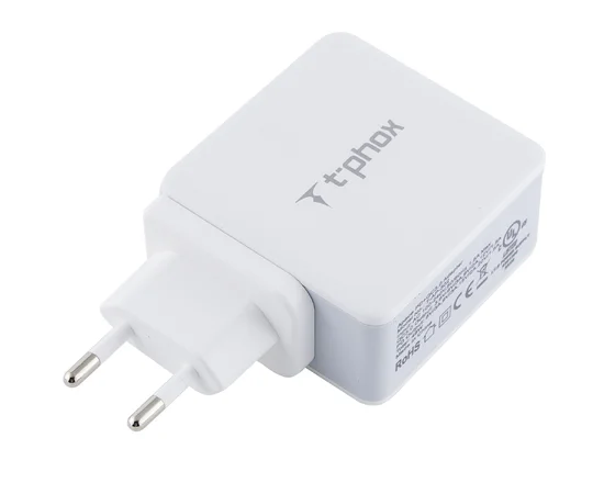 СЗУ PD адаптер T-phox (48W: PD 30W + USB QuickCharge QC 3.0 18W) Белый
