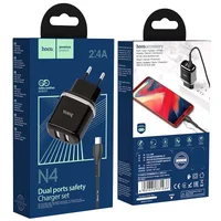 СЗУ Hoco N4 (2USB/2.4A) + MicroUSB Чорний