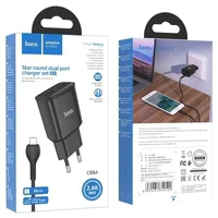 СЗУ HOCO C88A (2USB/2.4A) + MicroUSB Чорний