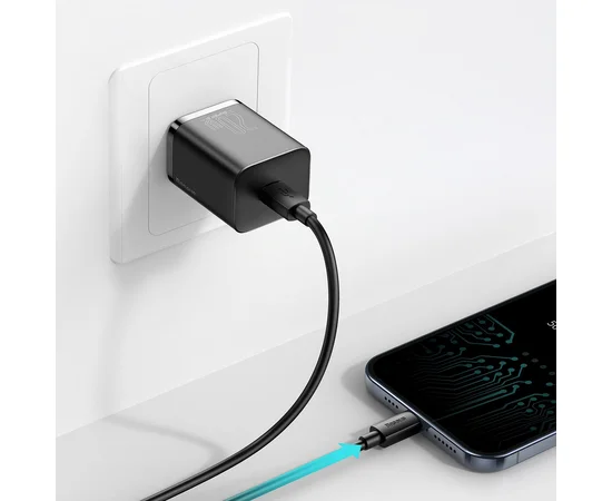 СЗУ Baseus Super Si Quick Charger 1C 20W + кабель Type-C to Lightning Черный