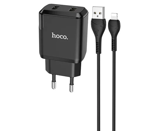 СЗУ HOCO N7 (2USB/2,1A) + USB - Lightning Черный