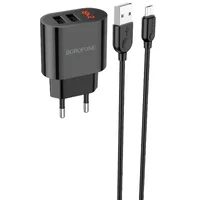СЗУ Borofone BA63A Richy + MicroUSB Черный