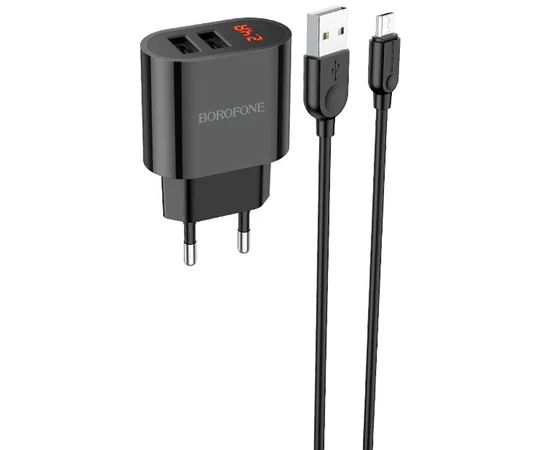 СЗУ Borofone BA63A Richy + MicroUSB Черный