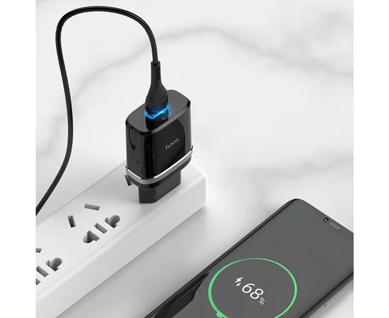 СЗУ Hoco C12Q Smart QC3.0 (1USB/3A) + Type-C Черный