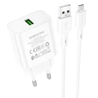 СЗУ Borofone BA72A Spring QC3.0 USB to MicroUSB White