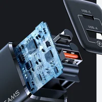 СЗУ Usams US-CC137 T41 47W GaN PD + QC Mini Черный