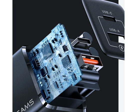 СЗУ Usams US-CC137 T41 47W GaN PD + QC Mini Черный