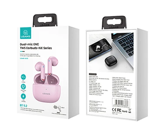 Беспроводные TWS наушники Usams-NX10 BT 5.2 Pink