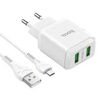 СЗУ HOCO N6 QC3.0 (2USB/3A) + USB - MicroUSB Белый