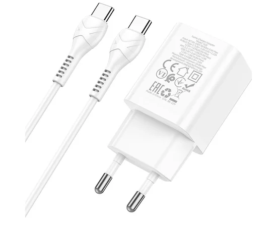 СЗУ Hoco N28 Founder PD20W+QC3.0 + Type-C to Type-C White