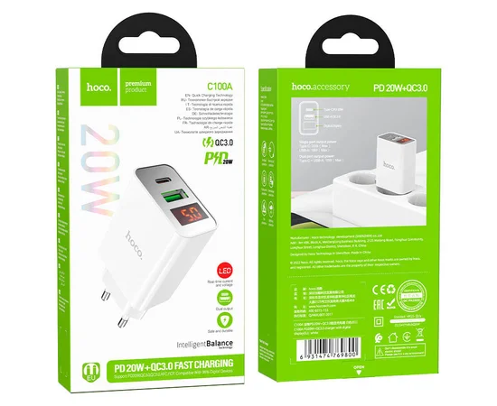 СЗУ HOCO C100A PD20W+QC3.0 White