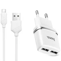 СЗУ Hoco C12 Charger + Cable (Micro) 2.4A 2USB white