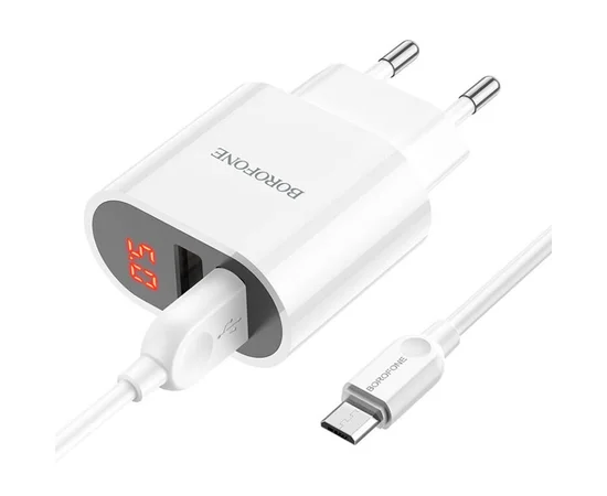 СЗУ Borofone BA63A Richy + MicroUSB Белый
