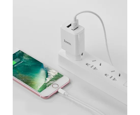 СЗУ Hoco C62A Victoria 2.1A 2USB + cable Lightning white