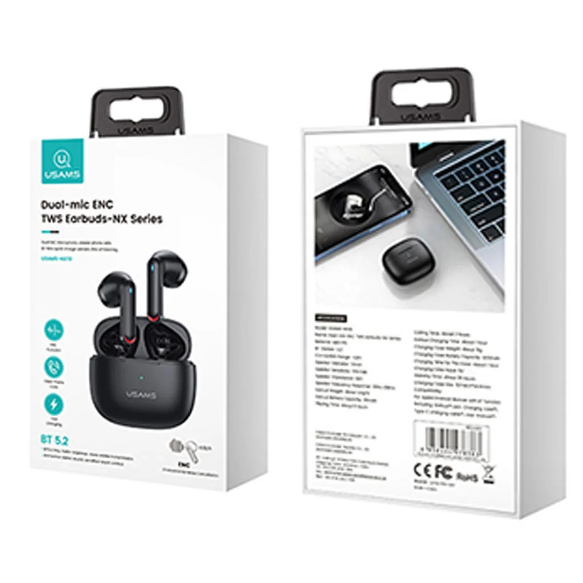 Бездротові TWS навушники Usams-NX10 BT 5.2 Black