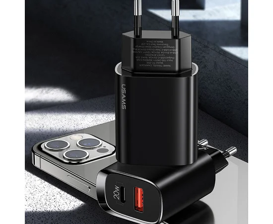 СЗУ Usams US-CC121 T35 QC3.0 + PD3.0 20W Черный