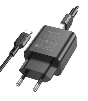 СЗУ Borofone BA72A Spring QC3.0 USB to Type-C Black