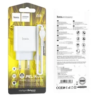 СЗУ HOCO C97A PD20W+QC3.0 (1USB/1Type-C/3A) + Type-C to Lightning Белый