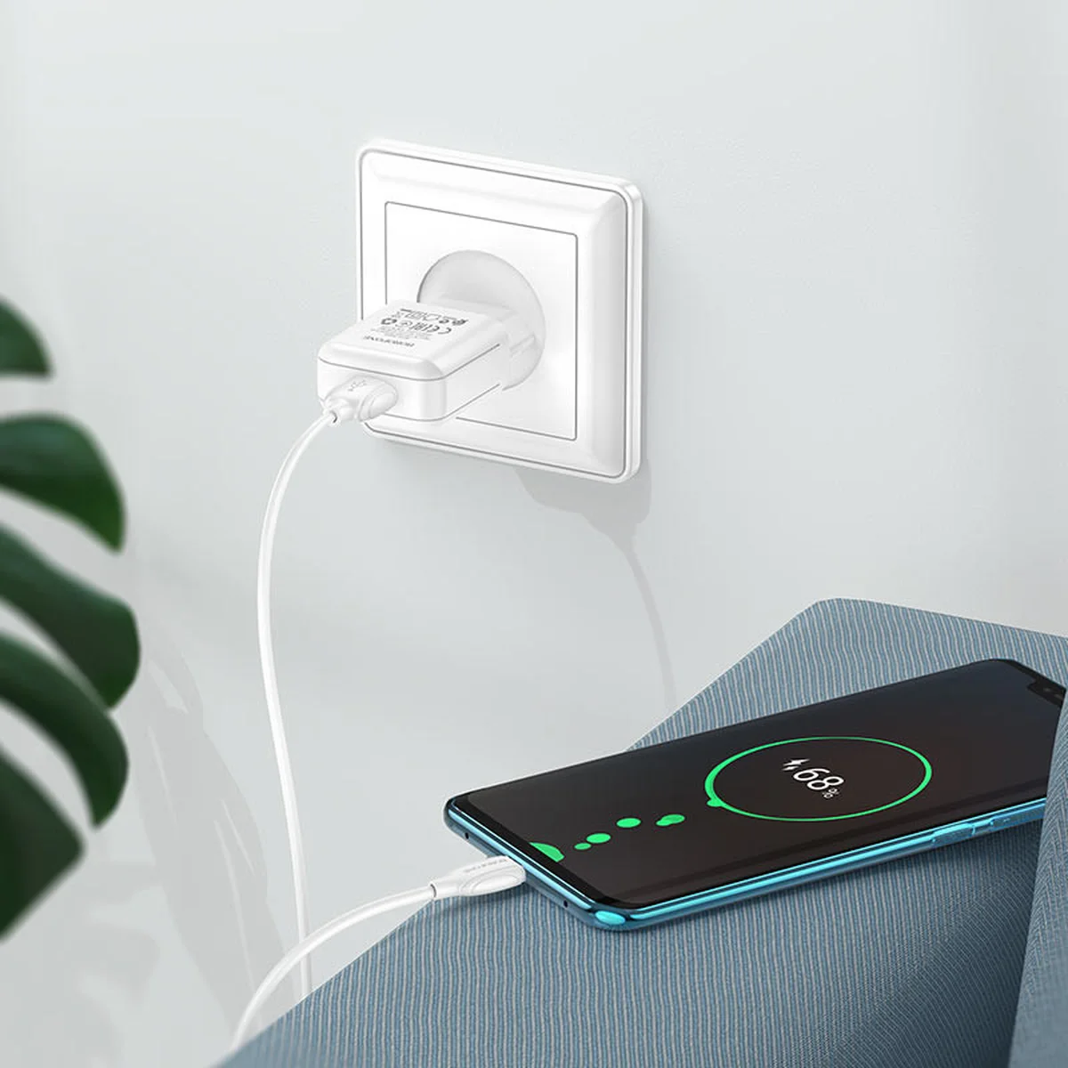 СЗУ Borofone BA64A Single port + Type-C Белый