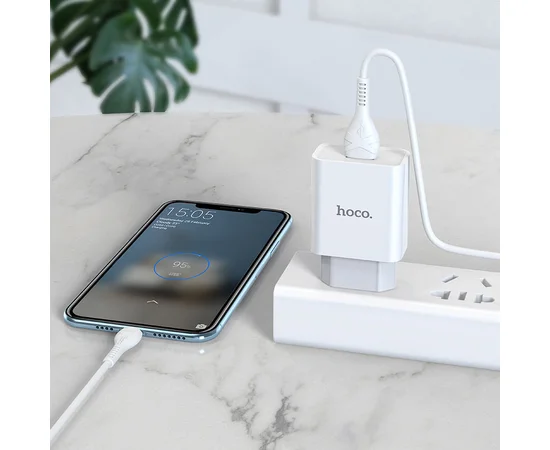 СЗУ HOCO C81A (1USB/2.1A) + Type-C Белый
