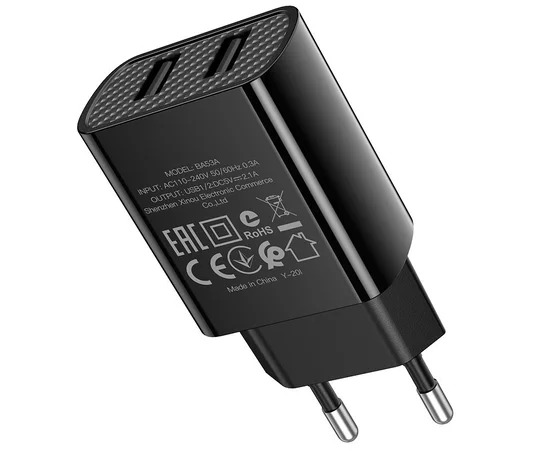 СЗУ Borofone BA53A Powerway (2USB/2.1A) + Lightning Черный