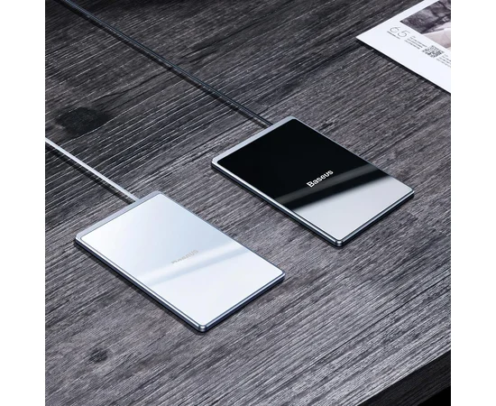 Беспроводное зарядное устройство Baseus Card Ultra-Thin 15W (with USB cable 1m) Серебряный