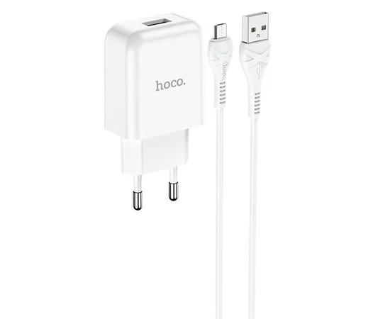 СЗУ HOCO N2 (1USB/2.1A) + USB - MicroUSB Белый