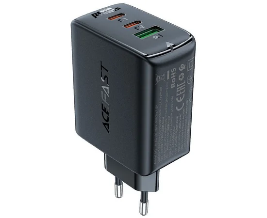 СЗУ Acefast A41 PD65W GaN (2*USB-C+USB-A) Black