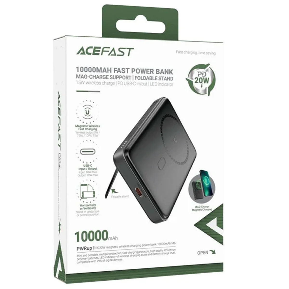 Портативное зарядное устройство Power Bank Acefast M6 PD20W 10 000 mAh Black