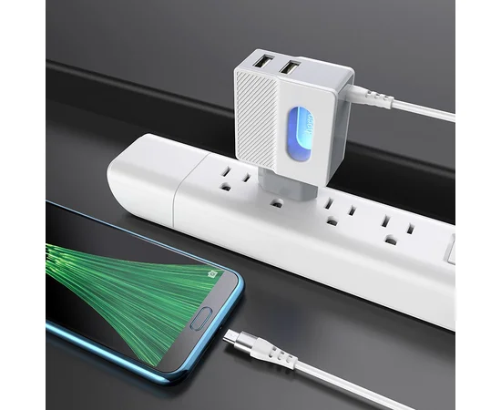 СЗУ Hoco C75 (2USB/2.4A) +microUSB Белый