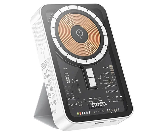 Портативное зарядное устройство Power Bank Hoco Q10A Transparent PD20W с БЗУ 10 000 mAh White