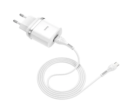 СЗУ Hoco C12Q Smart QC3.0 (1USB/3A) + MicroUSB Белый
