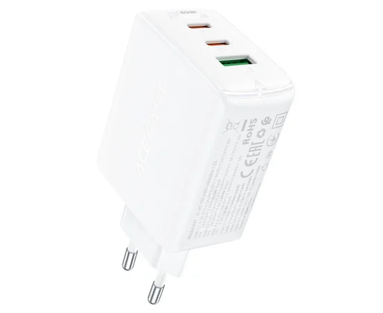 СЗУ Acefast A41 PD65W GaN (2*USB-C+USB-A) White
