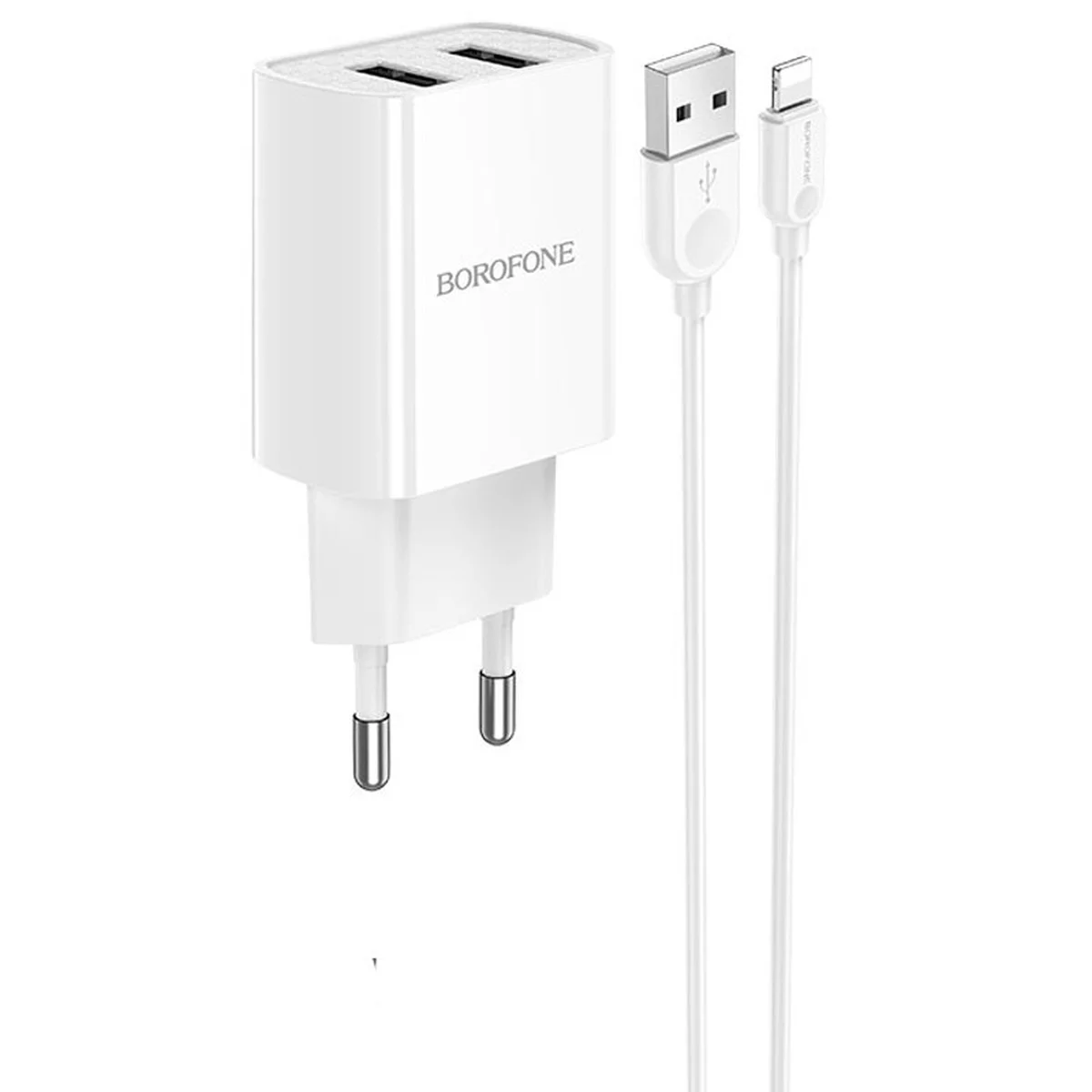 СЗУ Borofone BA53A Powerway (2USB/2.1A) + Lightning Білий