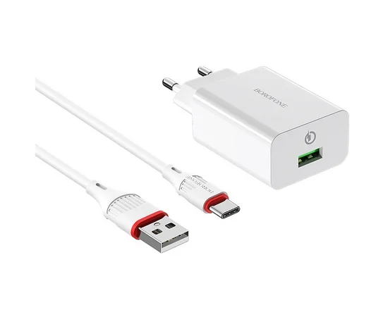 СЗУ Borofone BA21A Long journey QC3.0 (1USB/3A) + Type-C Белый
